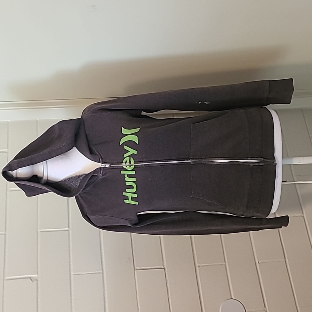 Hurley Full‎ Zip Hoodie Men Gray Tone Casual Utility Sports Activewear Pre-Owned